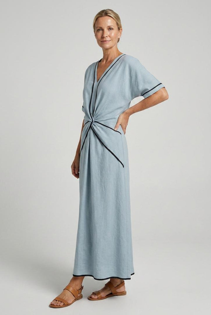 Cassandra | Twist Front Maxi V-Neck Trim