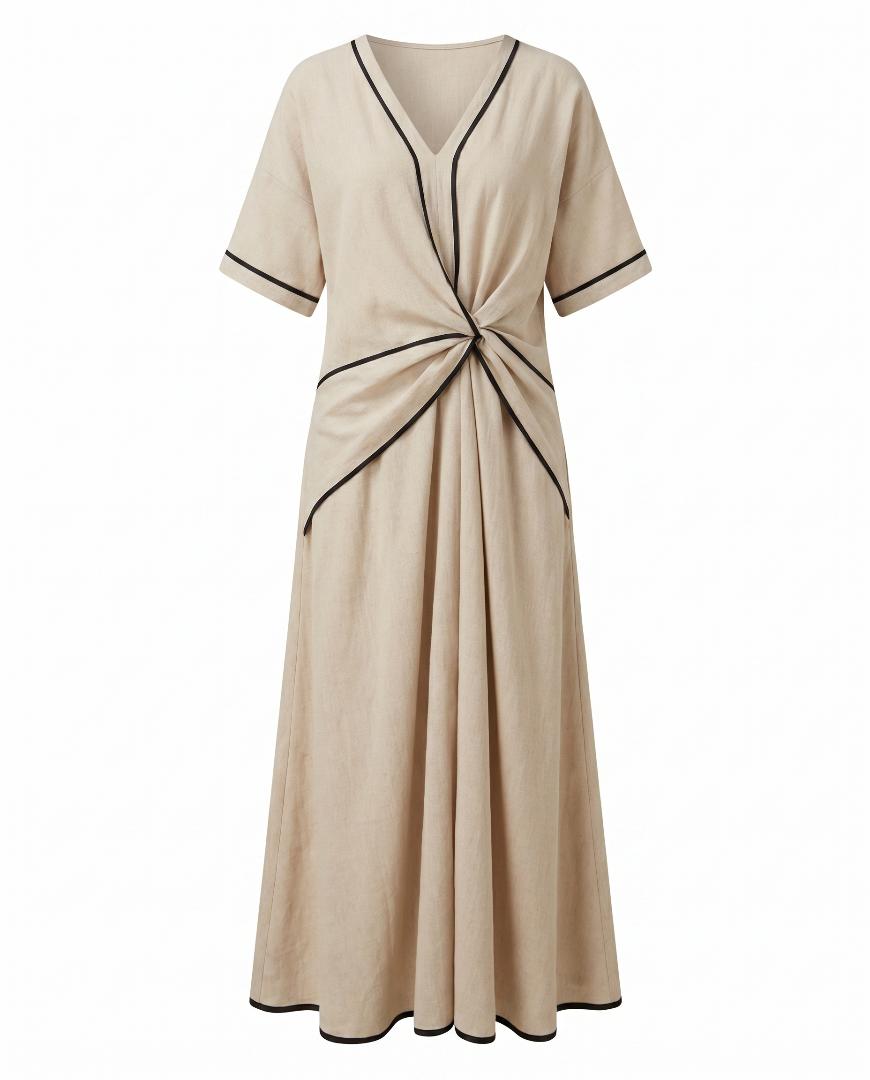 Cassandra | Twist Front Maxi V-Neck Trim