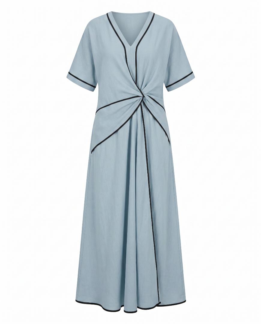 Cassandra | Twist Front Maxi V-Neck Trim